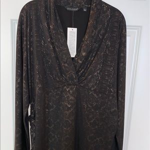 NWT Brown/Gold Snakeskin Blouse, XL